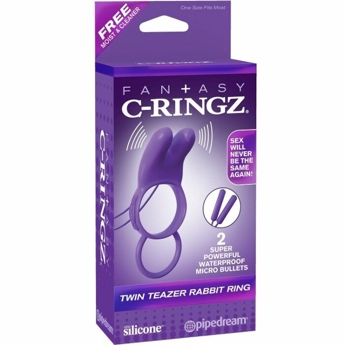 Fantasia c-anel vibrador do coelho anel duplo