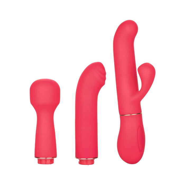 Kit vibradrores em toque trio paixão - rosa