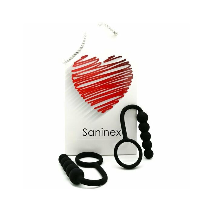 Saninex duplo - plug anal con anillo - negro