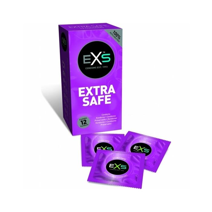 Exs extra safe - preservativo natural - embalagem de 12