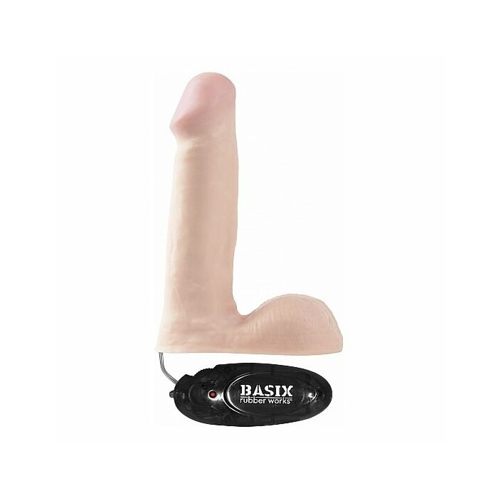 Basix Rubber Works Penis vibrador de gelatina natural, 15 cm