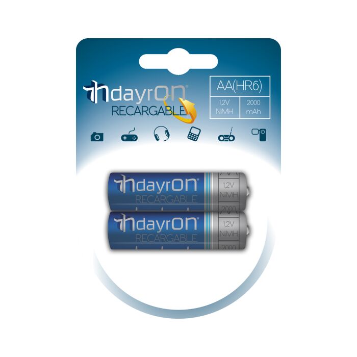 Bateria recarregável hr06 1,2v 2000ma pacote dayron 2