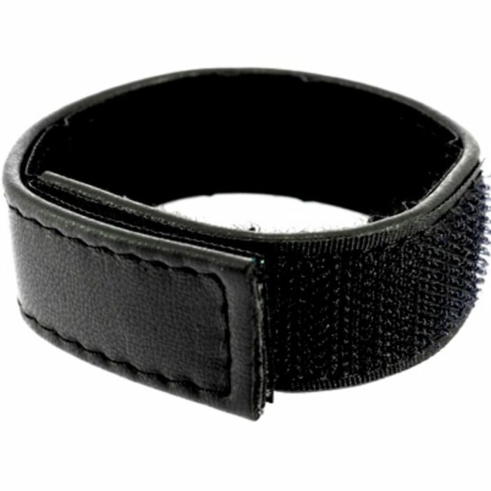Metal hard correa cuero ajustable con velcro para pene negro
