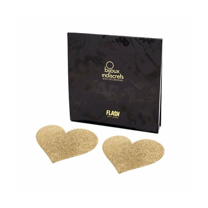 Adesivos Brilhantes de Ouropara Mamilos em Formato de Coração