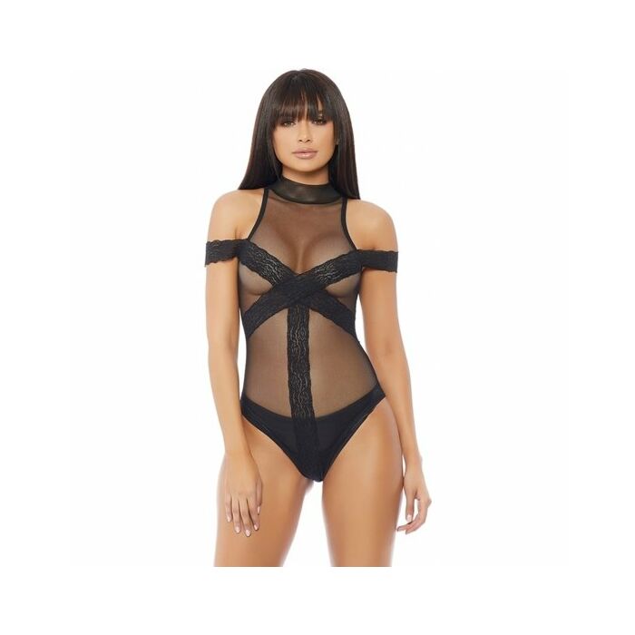 Breakdown teddy body negro con transparencias