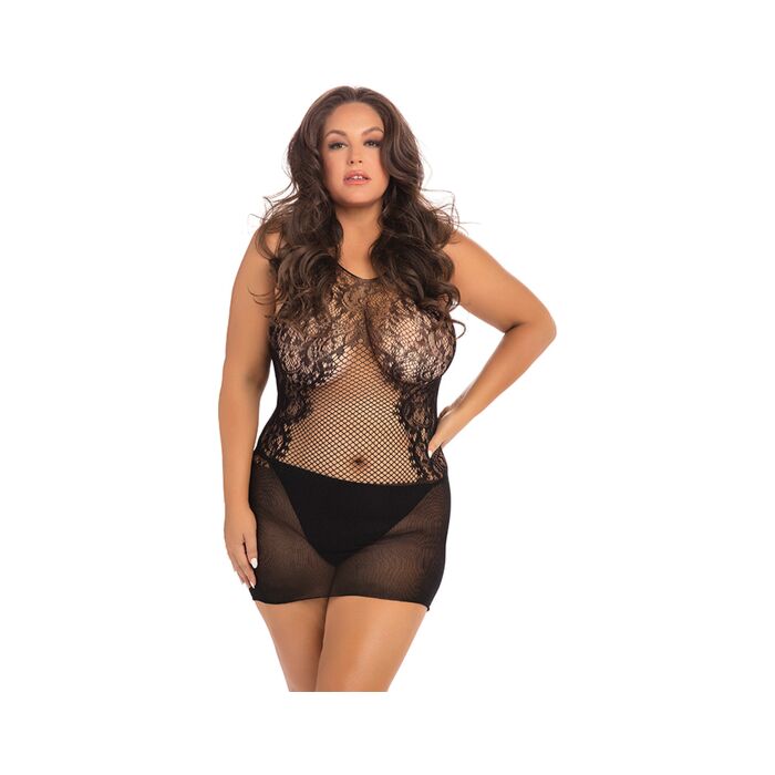 Mini vestido fantasia de renda - preto