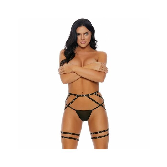 Put a stud cinturón-liguero con tachuelas doradas