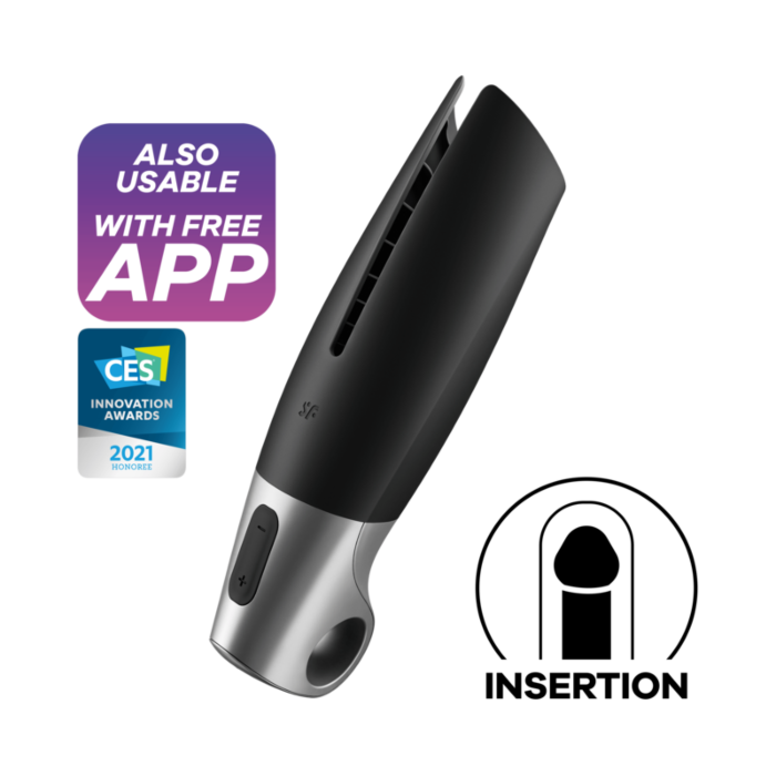 Satisfyer Power Masturbador Preto e Prata - Estimulação Poderosa