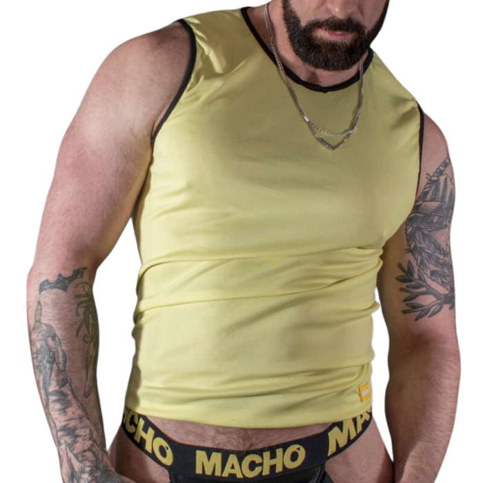 Macho - Camiseta Amarela S/M | Camiseta Desportiva Poliamida Viscosa