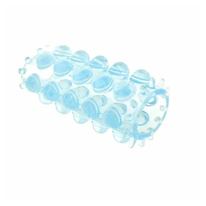 tampa do Super elástico para pénis azul texturizados