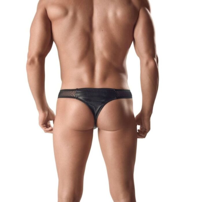 Anais Men - Ares Tanga Preto de Couro e Rede