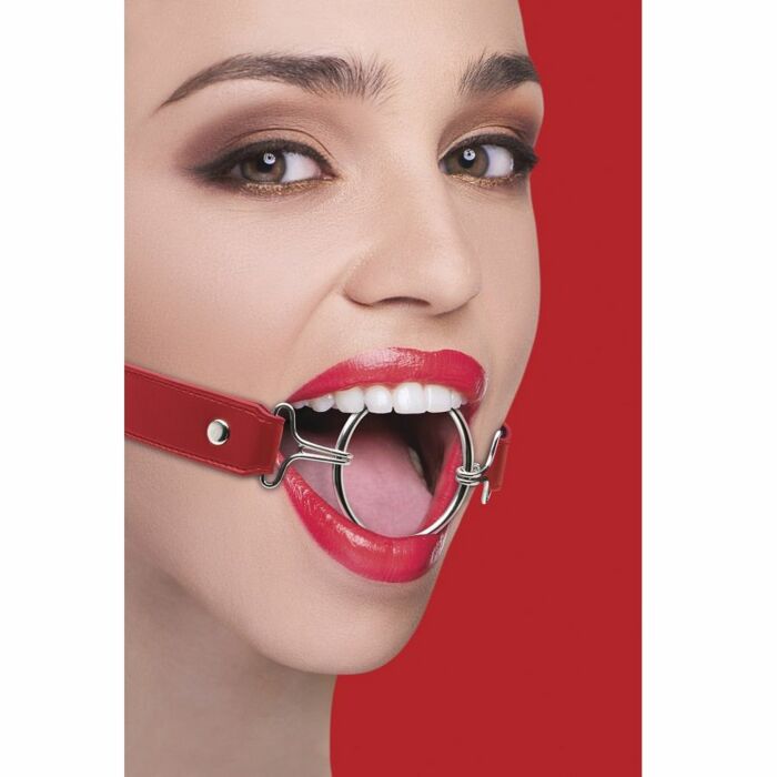 gag fita Ouch com xl de couro vermelho