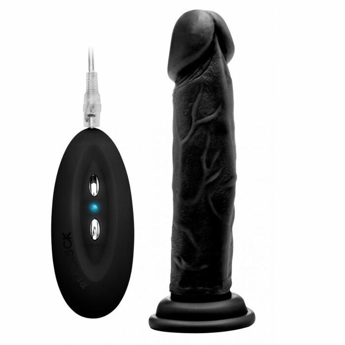 Rock real 008 100 vibrador preto 20 centímetros realistico