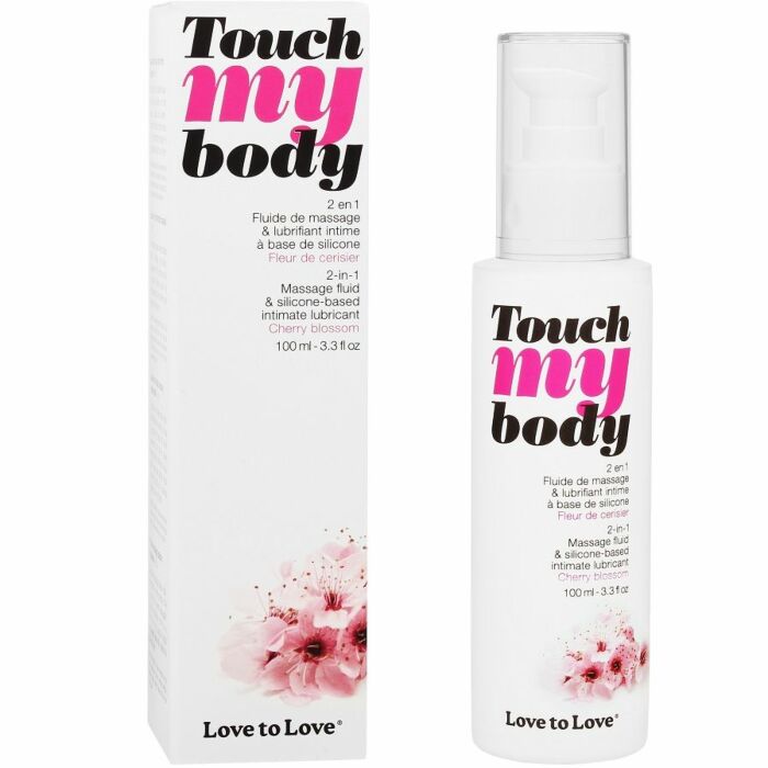 Touch My Body 2 em 1 silicone massagem com óleo lubrificante + flor de cerejeira 100ml