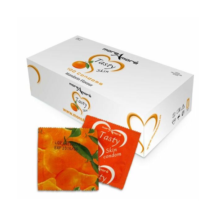preservativos MoreAmore tangerina sabor (Box 100 unid)