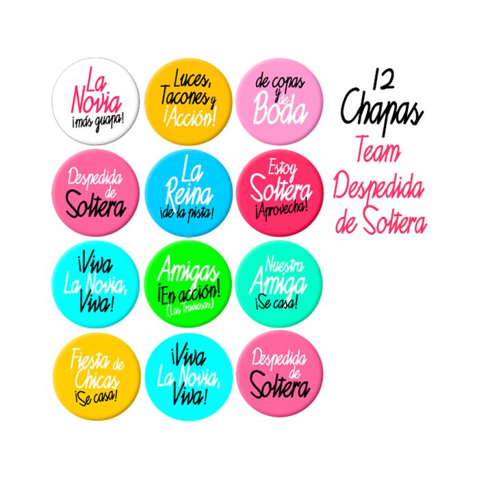 Botões de despedida de solteira da equipe - Pacote de 12 botões divertidos.