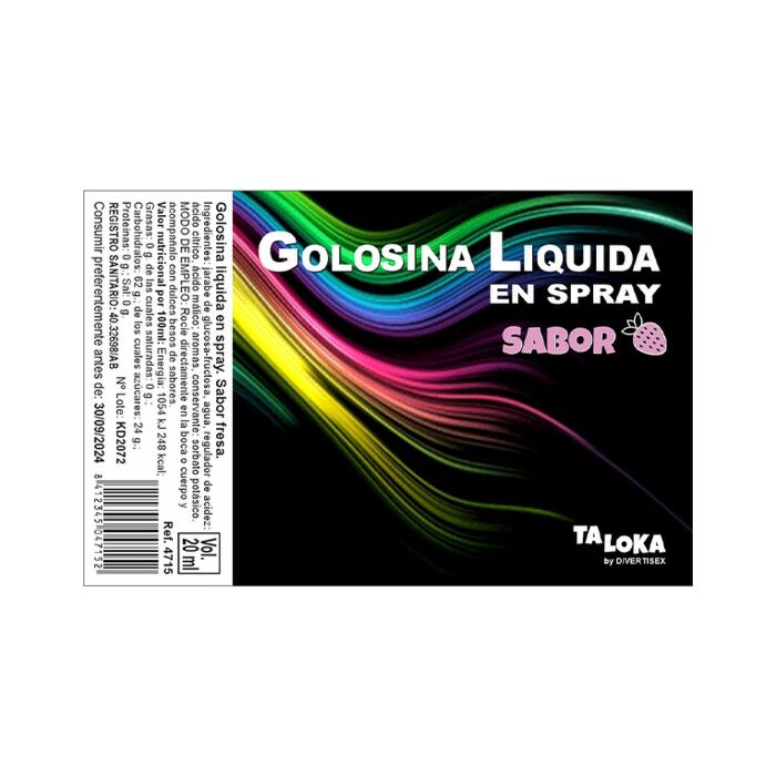 Spray líquido morango - Doce líquido em spray com sabor de morango.