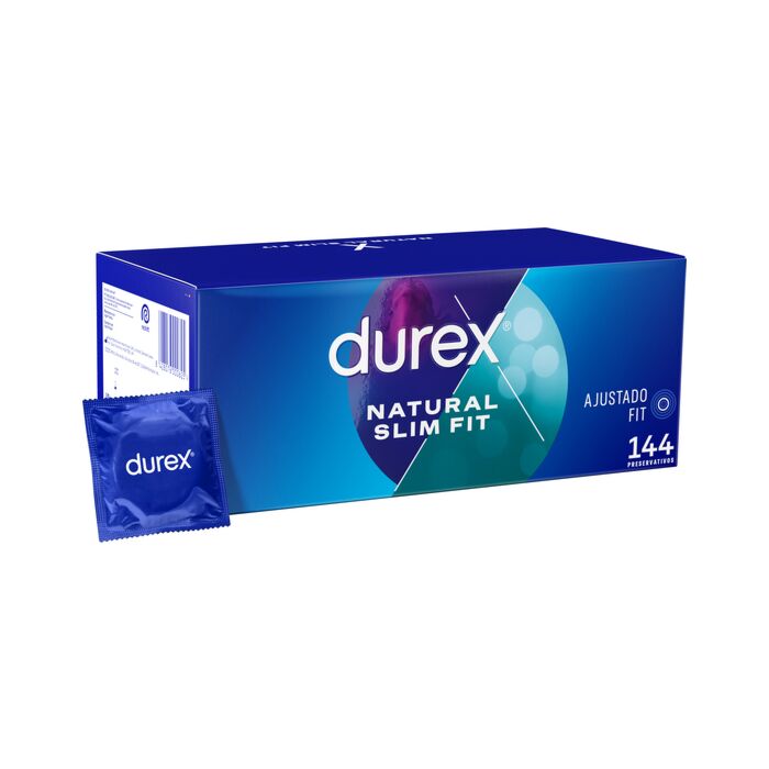 Durex Natural Slim Fit Preservativos 144 unidades - Anatômicos e Lubrificados