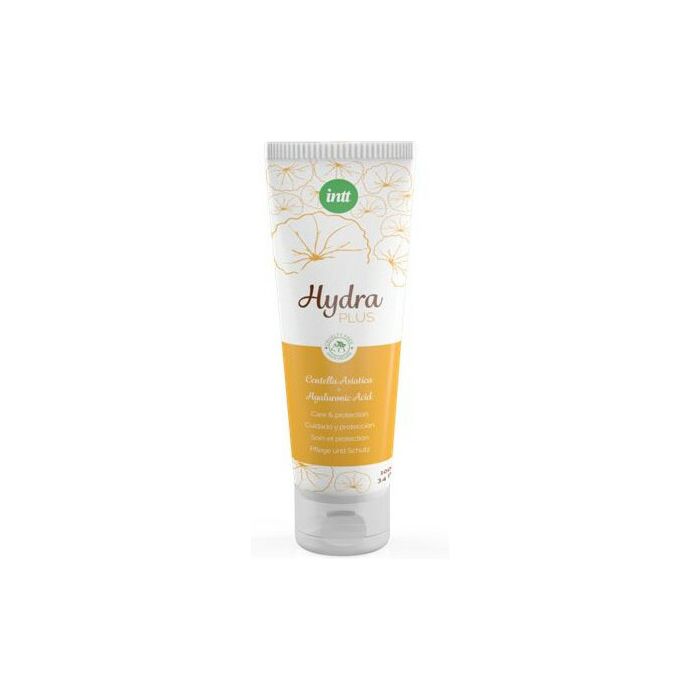 Intt hydra plus lubrificante vegano de coco 100 ml - Gel neutro à base de água com propriedades reparadoras e hidratantes de Centella Asiática e Ácido Hialurônico.