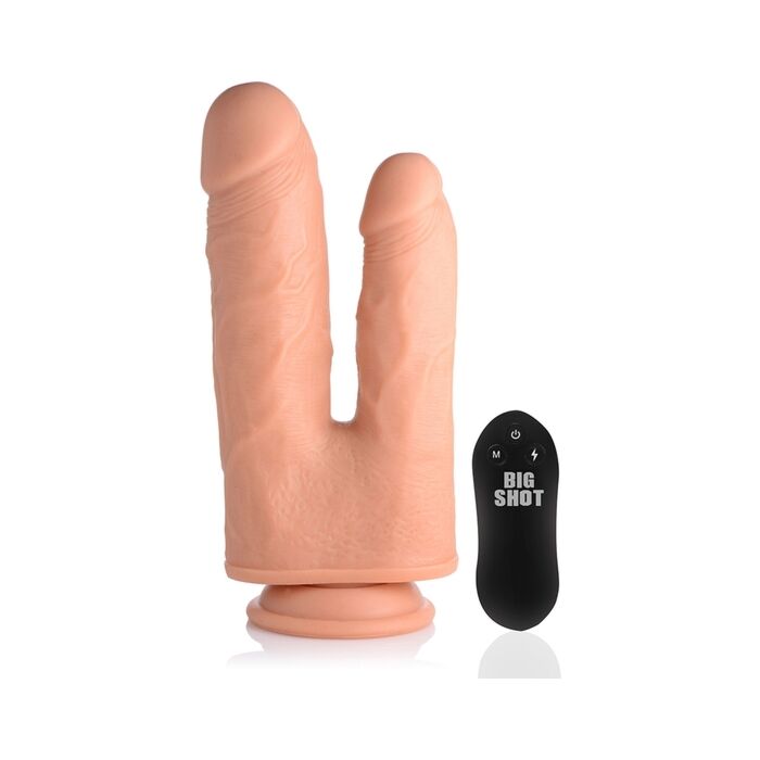 Pénis realístico duplo com vibrador 10 velocidades - Duplo prazer com modo turbo!