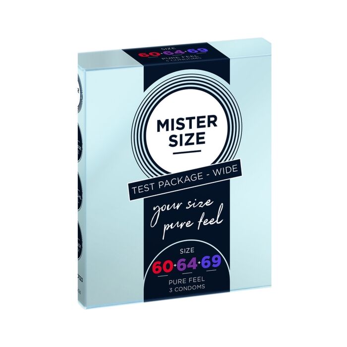 Mister Size - Preservativos de Sensação Pura 60, 64, 69 mm 3 Pack - Testador