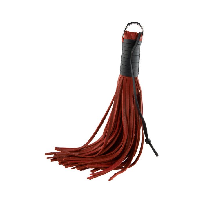 Chicote Vermelho de Couro de Alta Qualidade para Jogos BDSM.