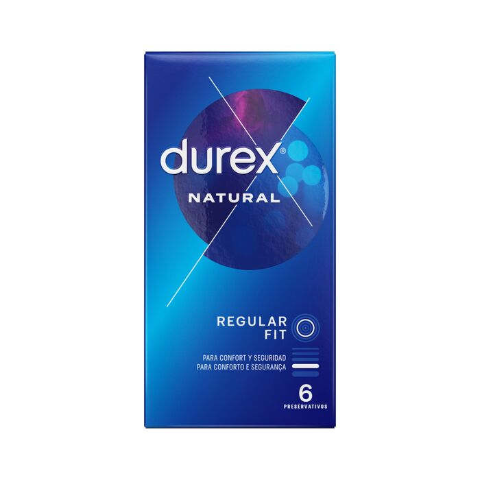 Preservativos Durex Natural 6 unidades - forma Easy-On, transparentes e longos