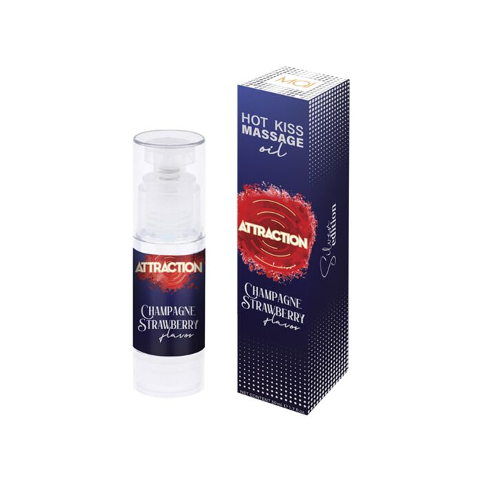 Óleo de Massagem Morangos e Champanhe | Efeito Calor | Beijável | Vegano