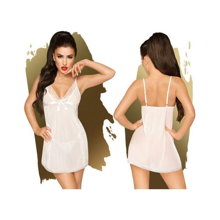 Vestido curto de cetim branco com tanga - Penthouse Casual Seduction - 2 peças