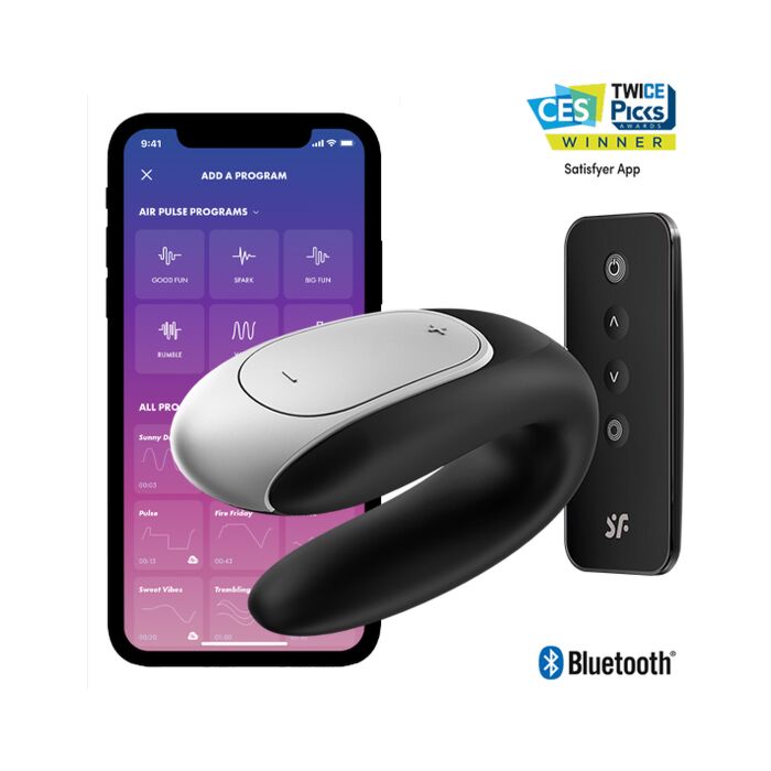 Vibrador para Casais Satisfyer Double Fun - Preto | Estimulação Intensa