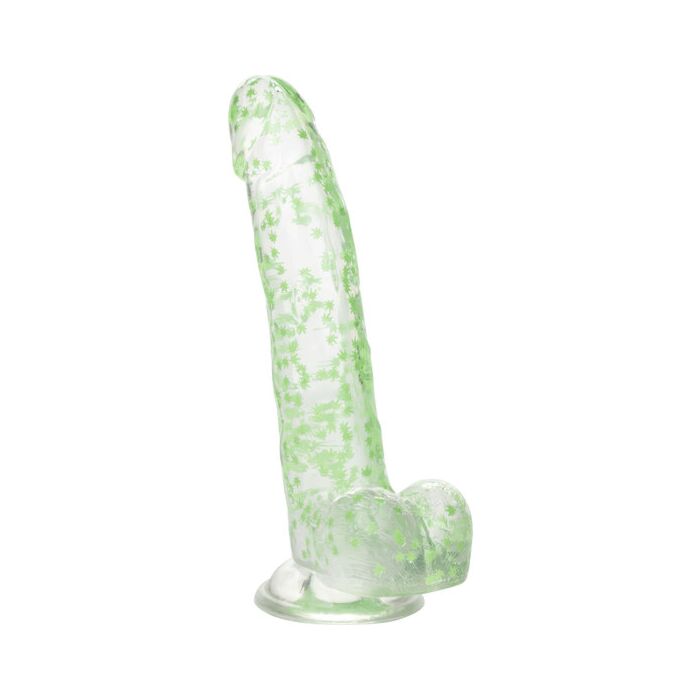 Dildo brilhante I Leaf Dick Glow - Produto erótico com design de folha de maconha que brilha no escuro!