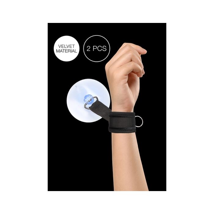 Esposas ajustáveis de veludo e velcro - Submissão no chuveiro