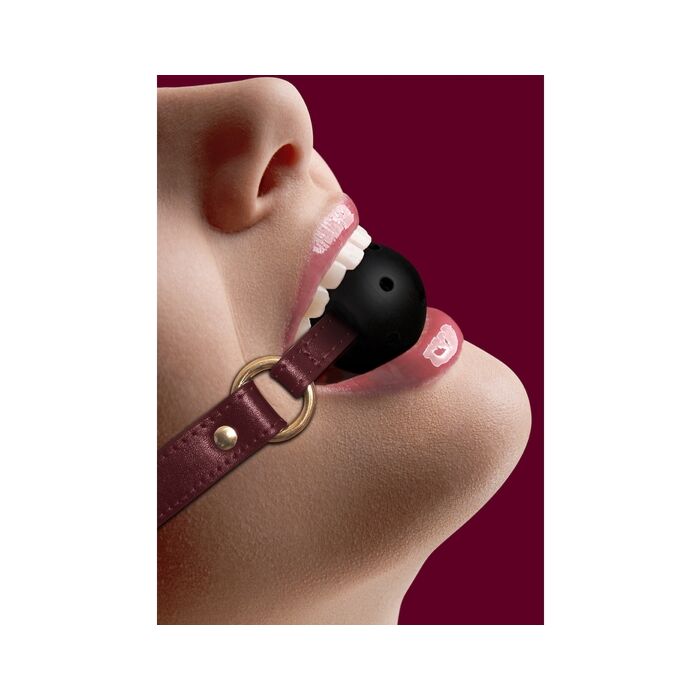 Elegante Mordaza de Bola Ouch Halo em Borgonha - Acessório BDSM de Luxo
