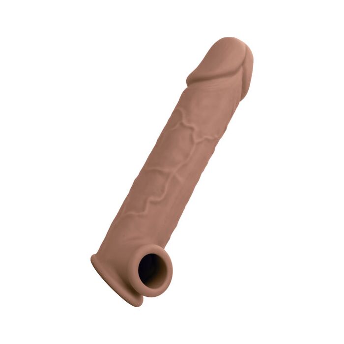 Vida real Capa com Extensão 22cm - Marrom | Aumente seu prazer com este extensor de silicone premium