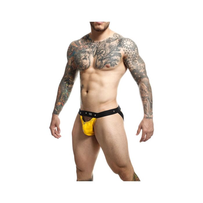 DNGEON Peekaboo Jock Amarelo - Roupa Interior Desportiva-Erótica
