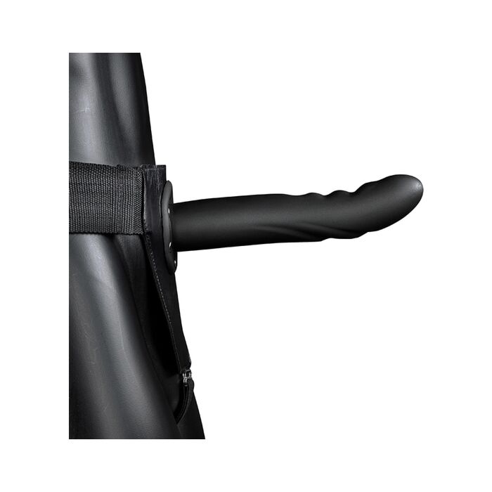 Ai! Arnês Strap-On Oco Curvo Texturizado - Preto 20cm