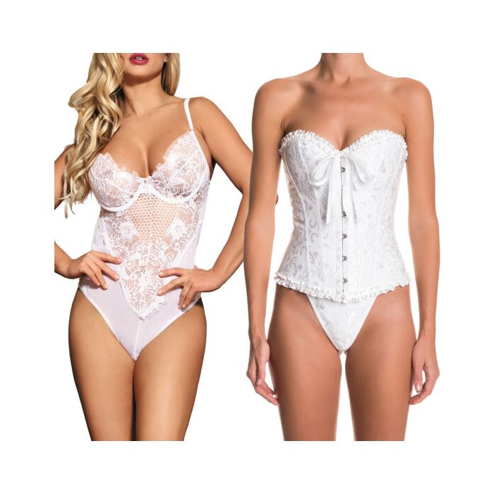 Conjunto Asdis Branco - Corset e Body - Sex Shop