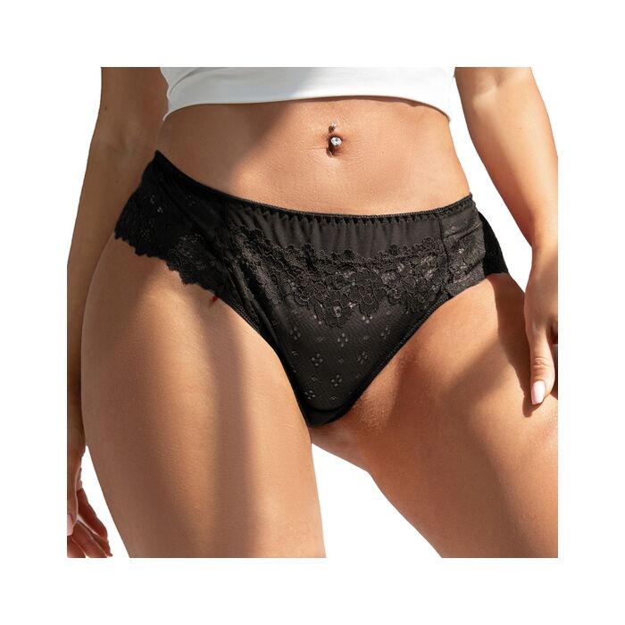 Calcinha de renda floral sexy preta