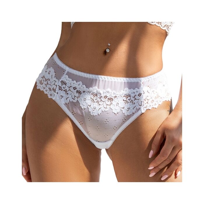 Calcinha de renda floral sexy branca - 88% Poliamida + 12% Elastano