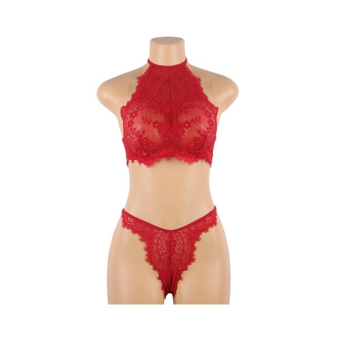 Conjunto top e calcinha vermelhos - Ajuste no pescoço com laço