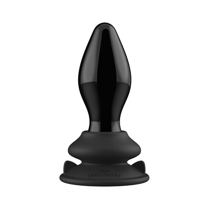 Vibrador de vidro elástico com ventosa e controle remoto - Recarregável - Preto