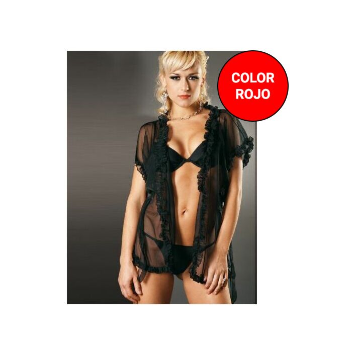 Sensual robe sexy de microtule vermelho com abertura frontal