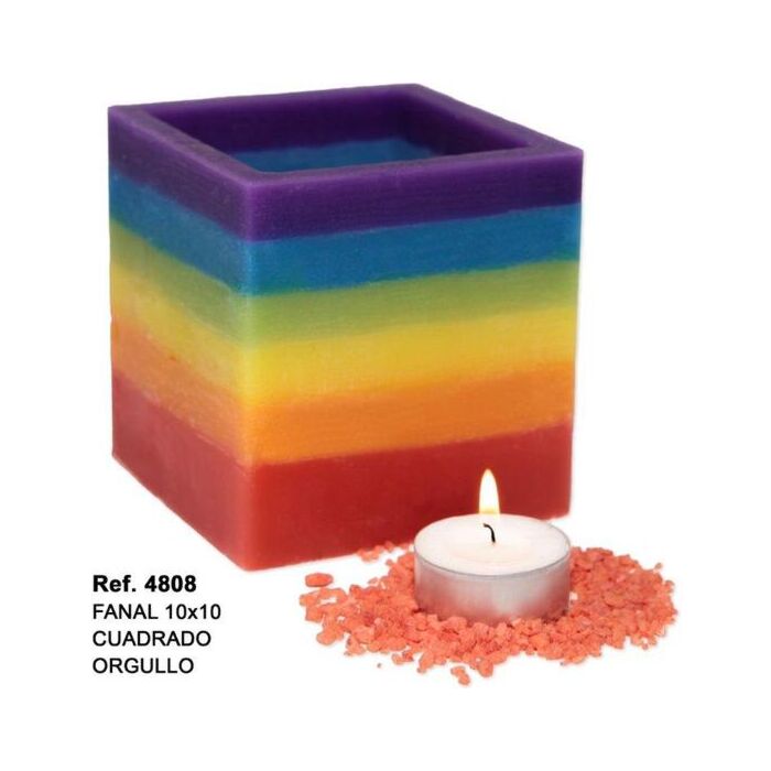 Vela Quadrada de Orgulho LGBT - Cera de Soja 12x12 mm