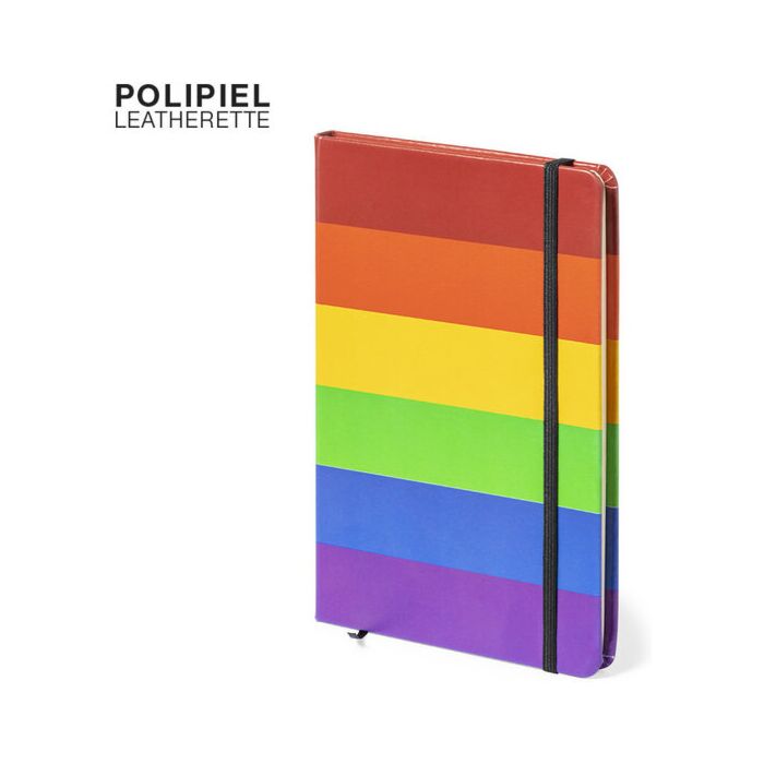 Caderno de notas Arco-íris multicolor 15 x 21 LGBT - Couro sintético e elástico de fixação