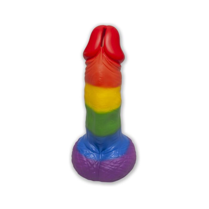 Cofrinho Bandeira LGBT - Cofrinho Pênis 22,5 cm - Borracha - Divertido e Original