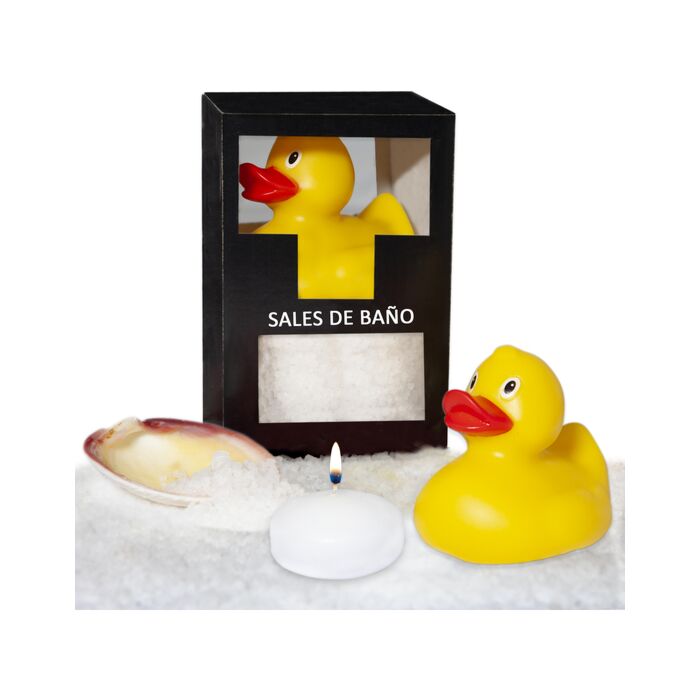 Conjunto de sais de banho de coco 150g - Com pato de banho, vela e concha