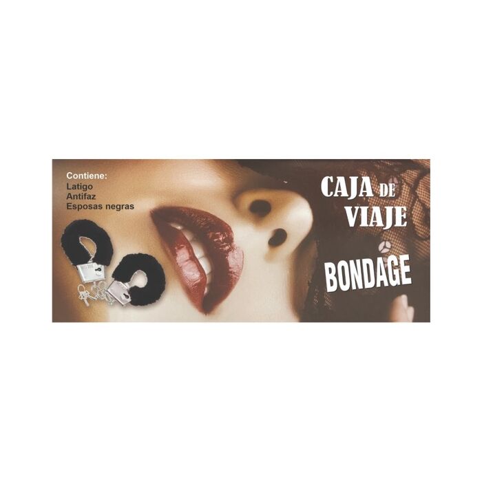 Kit de viagem de bondage: algemas negras, chicote, máscara de olhos