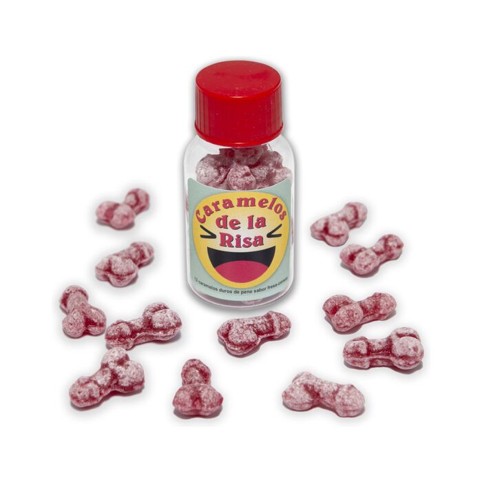 Pote com 12 balas de gargalhadas sabor morango-cereja - Sex Shop