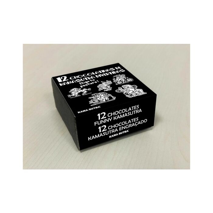 Caixa com 12 barras de chocolate Kamasutra com chocolate ao leite