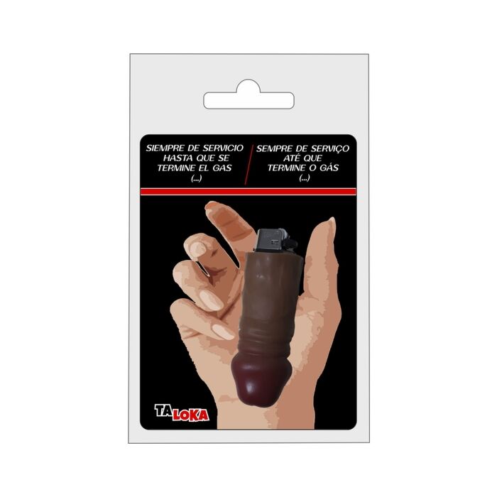 Isqueiro em forma de pênis marrom recarregável com frases engraçadas